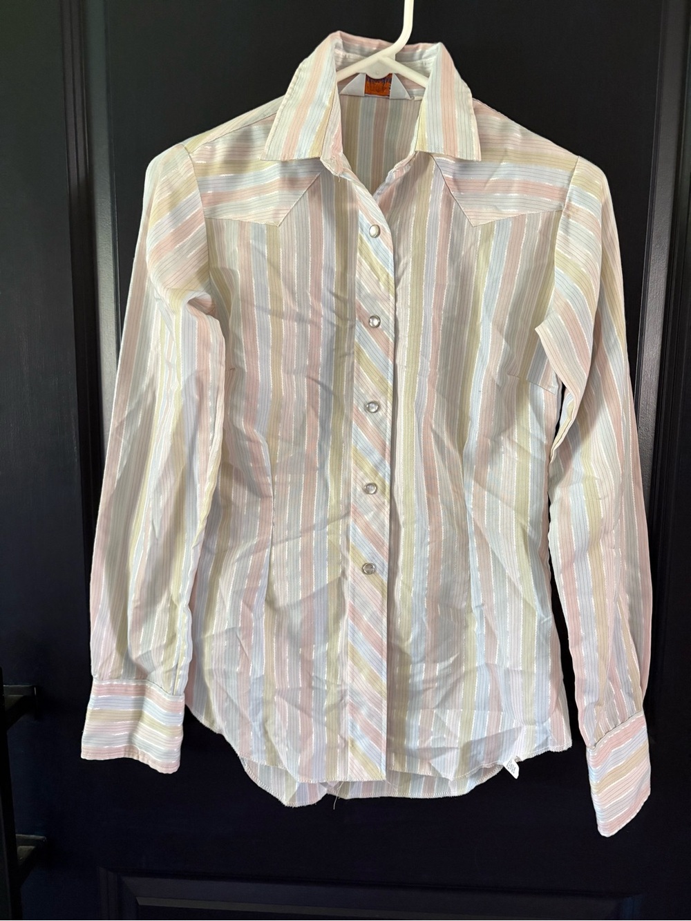 Vintage H Bar C Ranchwear Women’s Western Pearl Snap Shirt Size 30 Pastel USA